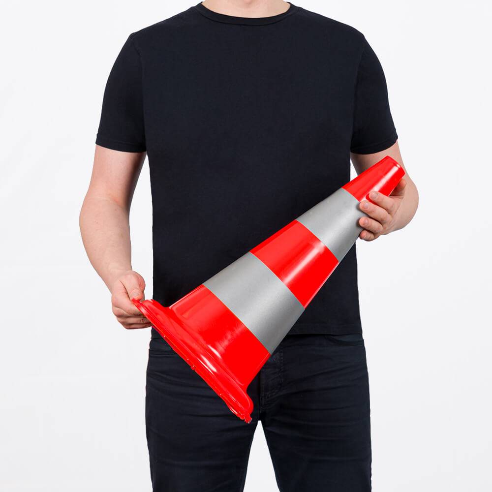 10 Stück: Leitkegel, tagesleuchtend rot/silber voll reflektierend, 50 cm-2