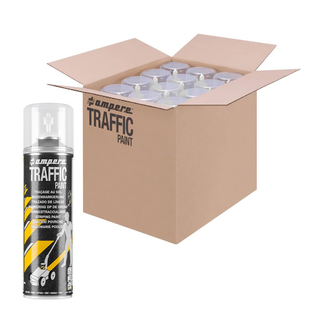 12 Dosen Bodenmarkierungsfarbe AMPERE TRAFFIC PAINT, Farbe: weiß-0