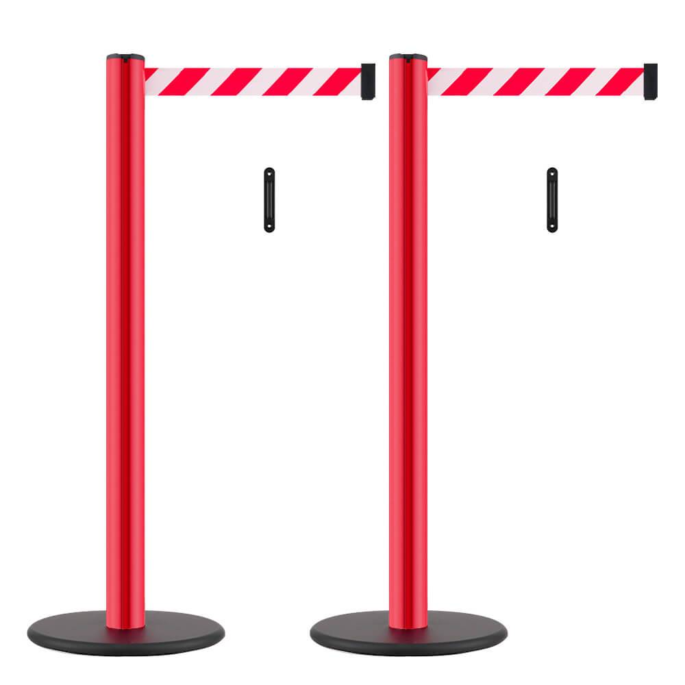 Absperr-Kombi-Set, 2 Aluminium Gurtpfosten mit Wandhalterungen-0