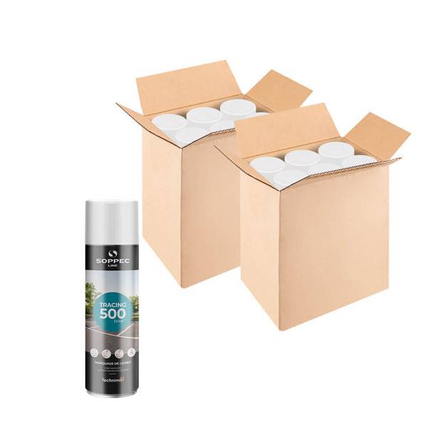 12 Dosen SOPPEC Bodenmarkierfarbe TRACING, weiß, 500 ml Spraydose