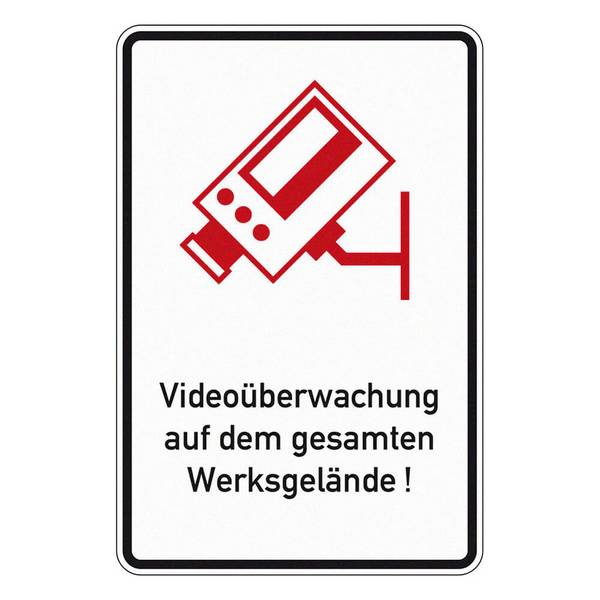 Hinweisschild, Videoüberwachung auf dem gesamten Werksgelände, RA, 60 x 90 cm