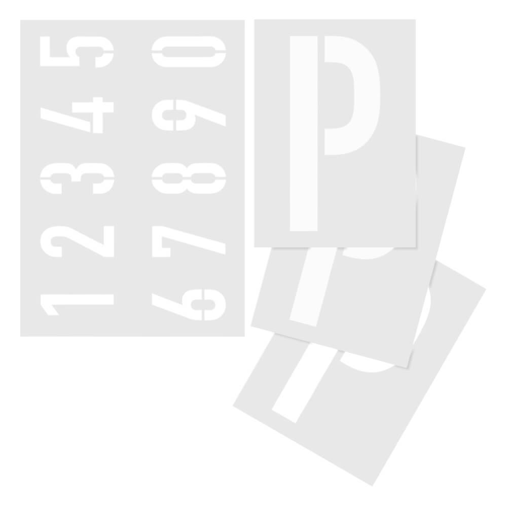 Schablonen-Set Parkplatz, P und Zahlen, 4-teilig, Kunststoff, wiederverwendbar-0