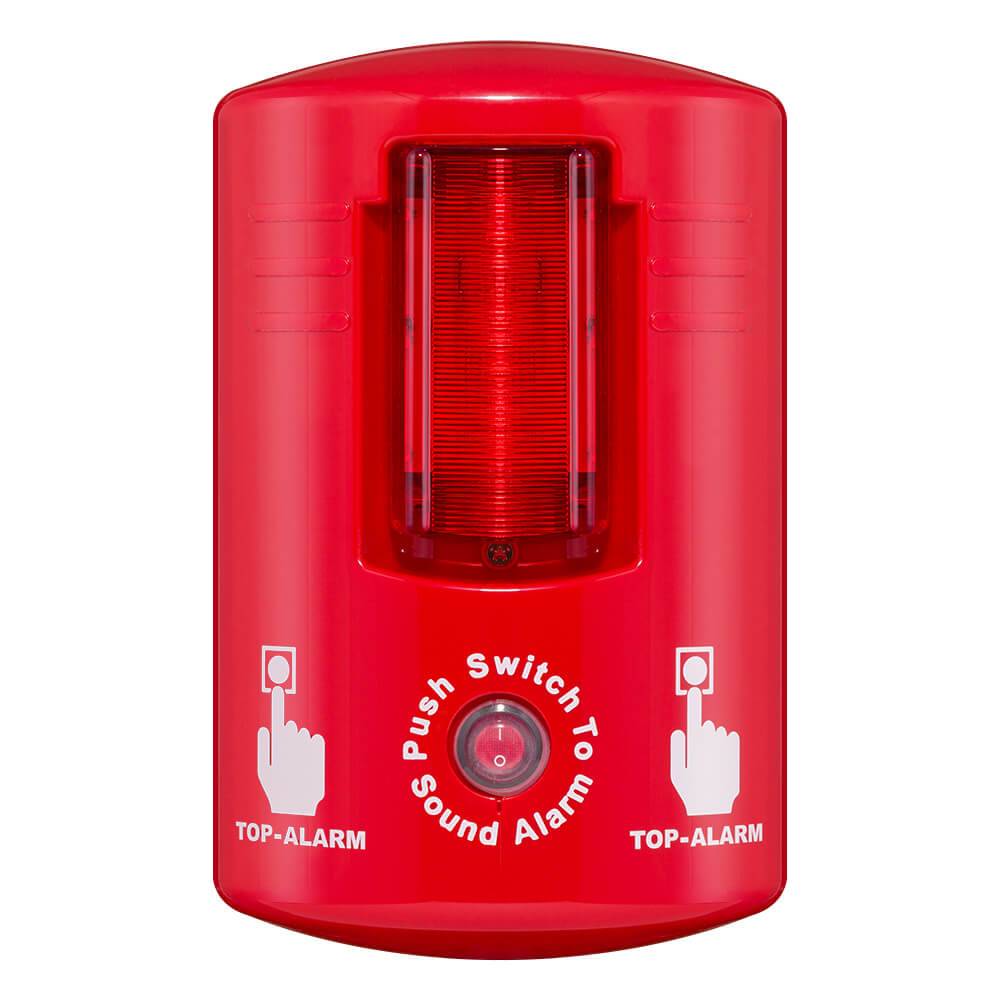 Alarm, Sirene & Blitzlicht, manuell, rot, 100 dB, 16x7,5x26 cm, inkl. Schilder-1