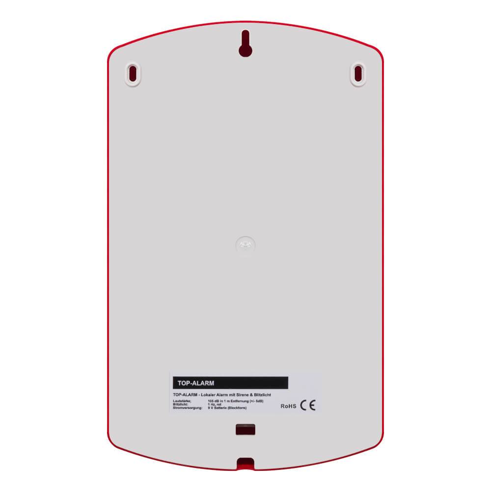 Alarm, Sirene & Blitzlicht, manuell, rot, 100 dB, 16x7,5x26 cm, inkl. Schilder-4