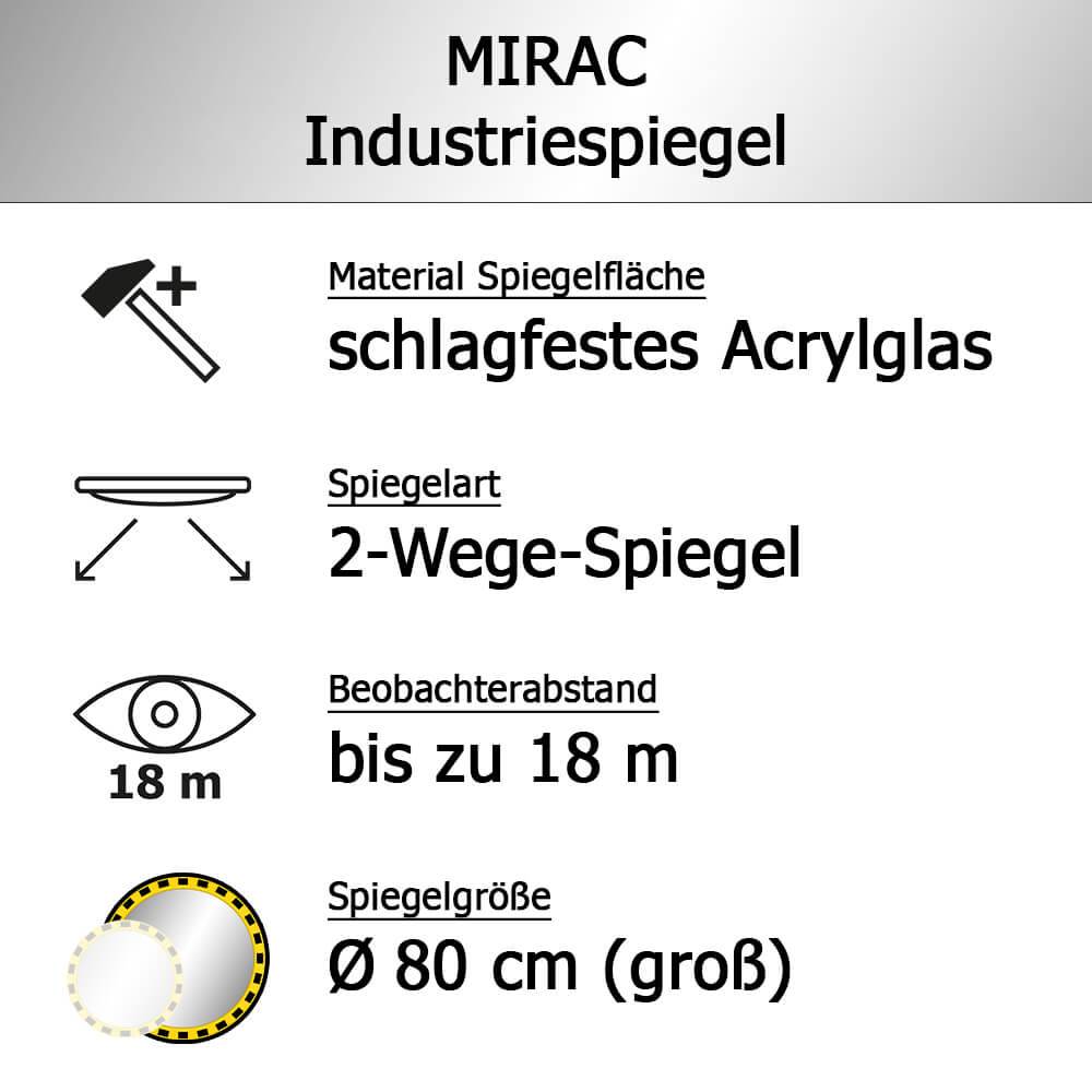 MIRAC Industriespiegel TIGER, Acrylglas, gelb/schwarz, rund, Ø 80 cm-4