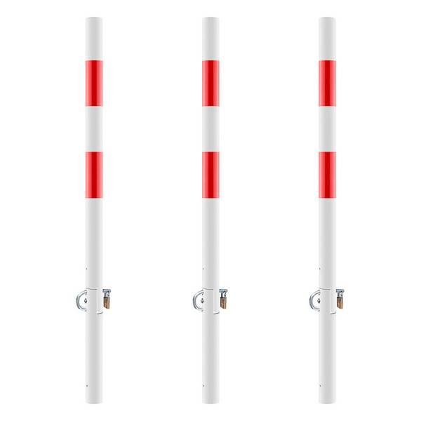 3x ROBUSTO Sperrpfosten, Umklappen, Sperrbügel, r/w, einbetonieren, Stahl, 140cm
