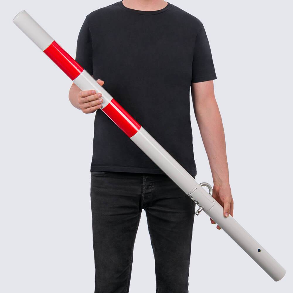3x ROBUSTO Sperrpfosten, Umklappen, Sperrbügel, r/w, einbetonieren, Stahl, 140cm-3