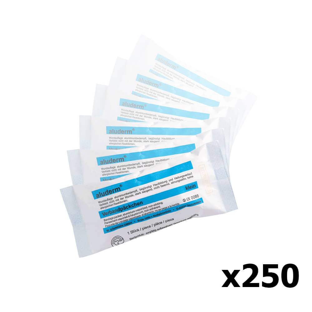 BIGPACK ALUDERM Verbandpäckchen klein, 6x8cm Wundkompresse, 3m x 6cm, 250 Stück-0