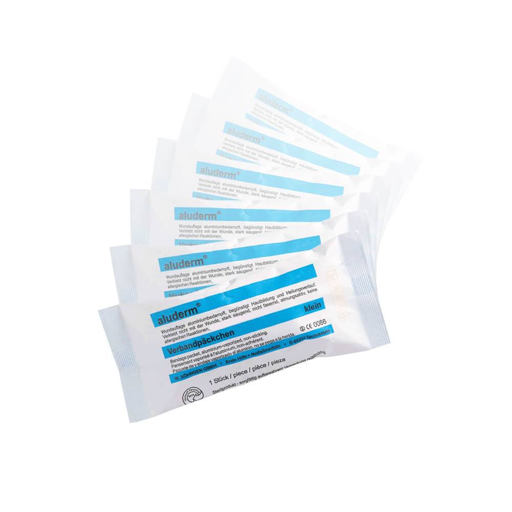 BIGPACK ALUDERM Verbandpäckchen klein, 6x8cm Wundkompresse, 3m x 6cm, 250 Stück-4