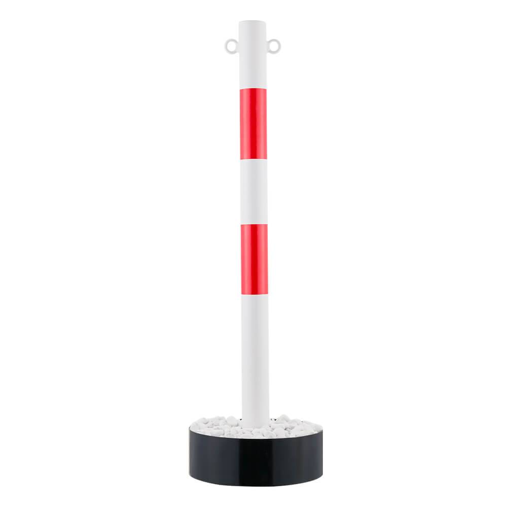 ROBUSTO Kettenpfosten STAHL, rot/w, Ø 6 cm, 100 cm, mit Fuß zum Selbstbefüllen-0