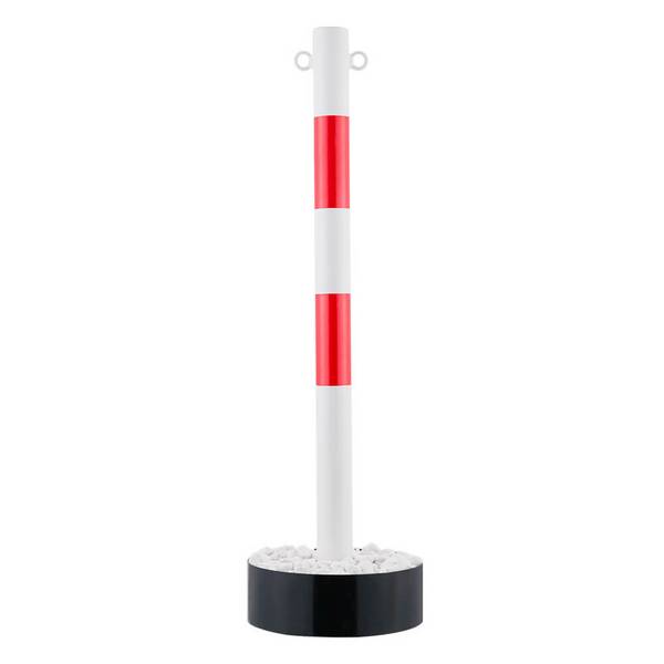 ROBUSTO Kettenpfosten STAHL, rot/w, Ø 6 cm, 100 cm, mit Fuß zum Selbstbefüllen