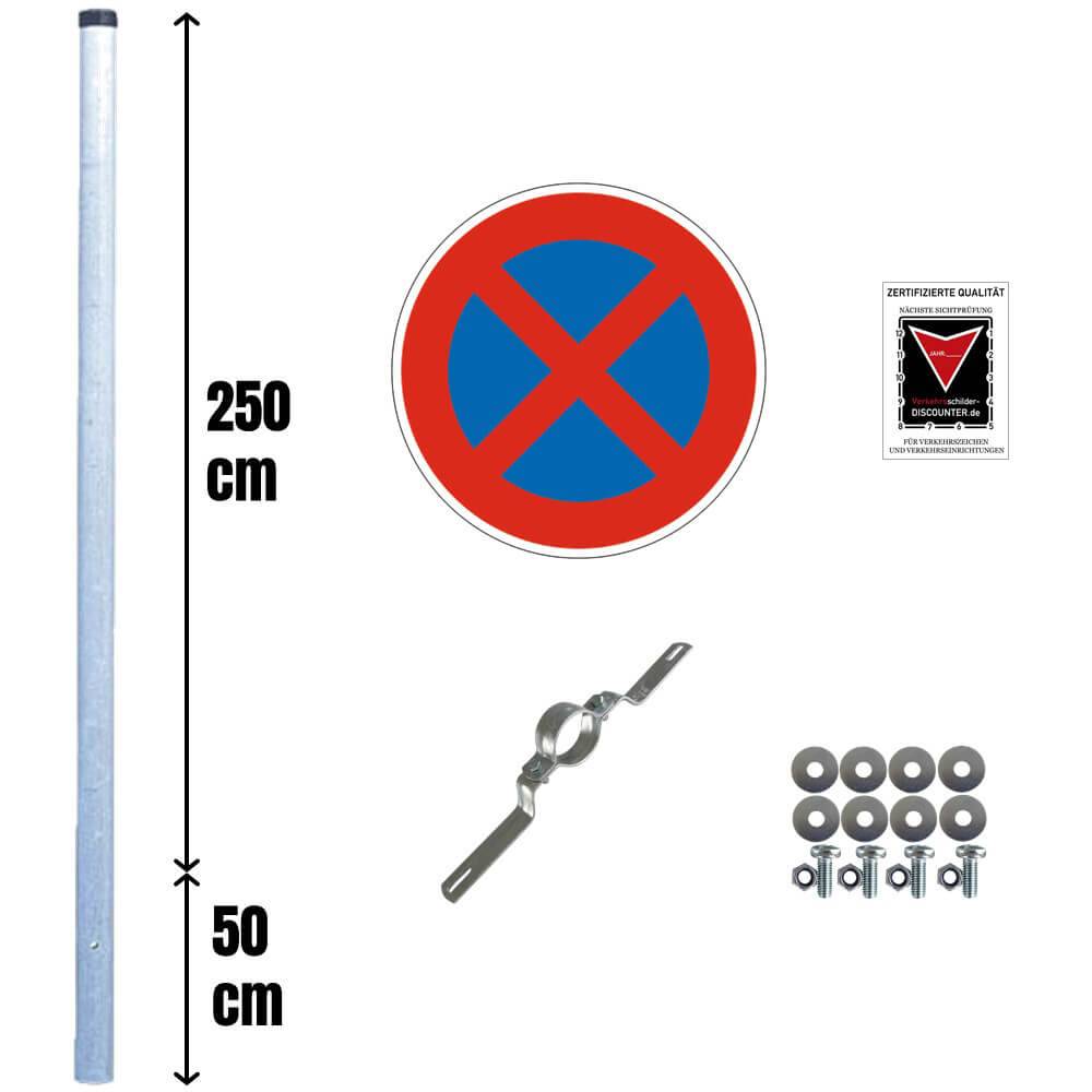 Haltverbot Set VZ 283, Basic, rechts, 5-tlg., fest, RA, Ø 42 cm-0
