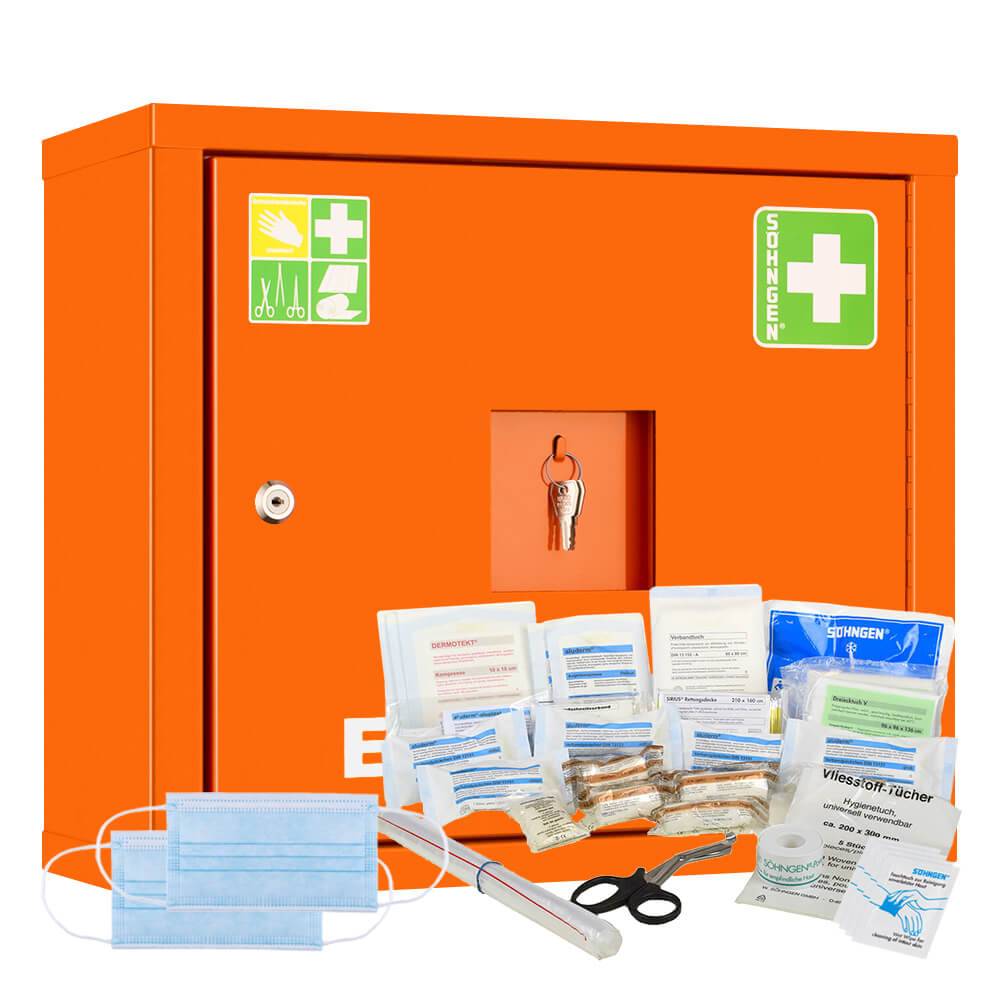 SÖHNGEN Sanitätswandschrank JUNIORSAFE orange, mit Füllung ASR A4.3 / DIN 13157-0