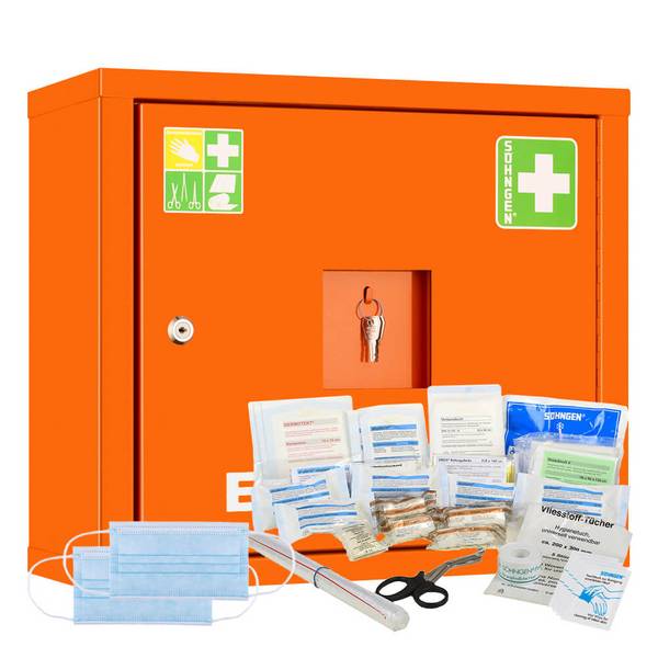 SÖHNGEN Sanitätswandschrank JUNIORSAFE orange, mit Füllung ASR A4.3 / DIN 13157