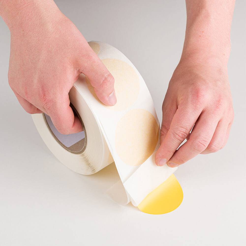 Bodenmarkierungspunkte, strapazierfähig, gelb, Ø 6,8 cm, 450/Rolle-3