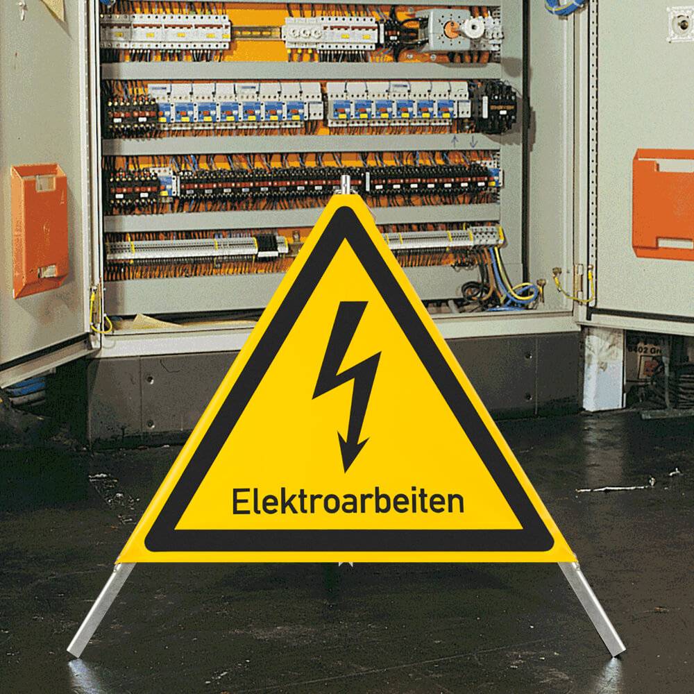 NISSEN Faltsignal mit Warnsymbol Elektroarbeiten, gelb/schwarz, SL 70 cm-4