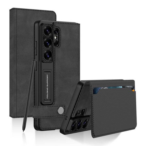 Handy Hülle Leder Flip für Samsung Galaxy S26 Ultra 5G Book Wallet Klapp Schwarz