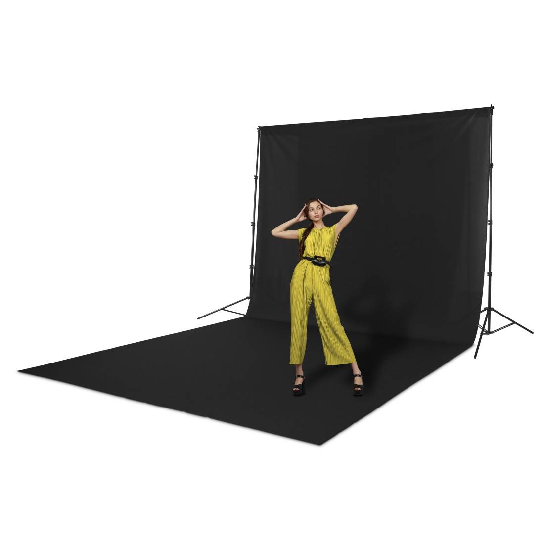 hama 00021160 Fotostudio-Hintergrund, Stoff, Polytex, Non-Wrinkle, 2,94 x 6 m, Schwarz-0