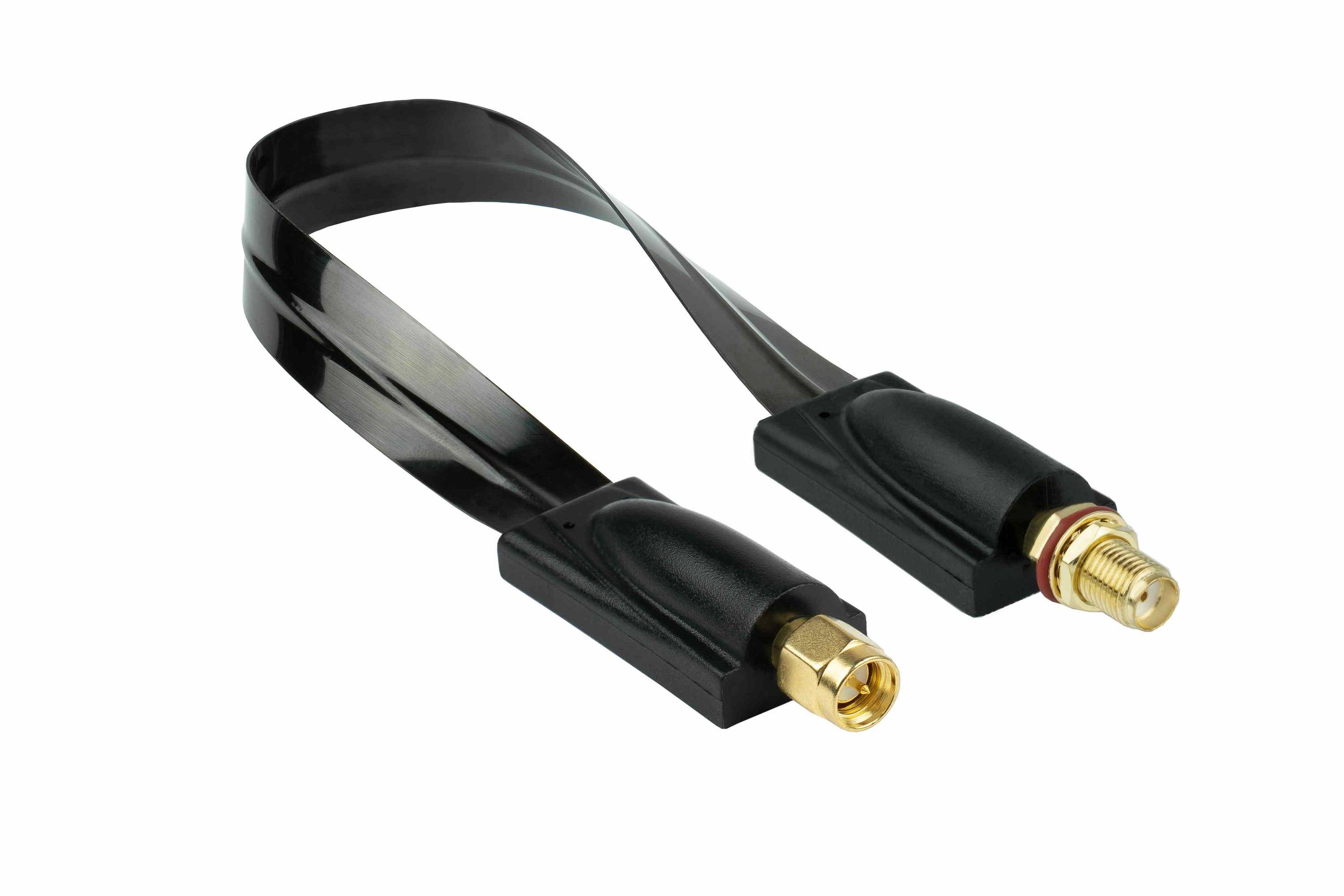 kabelmeister® Koaxial HF Fensterdurchführung, SMA Stecker an SMA Buchse, schwarz, 0,2m-0