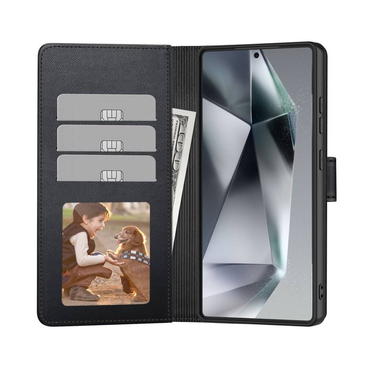 Tech-Protect Brieftaschenhülle für Samsung Galaxy S26 - Schwarz Handyhülle-1