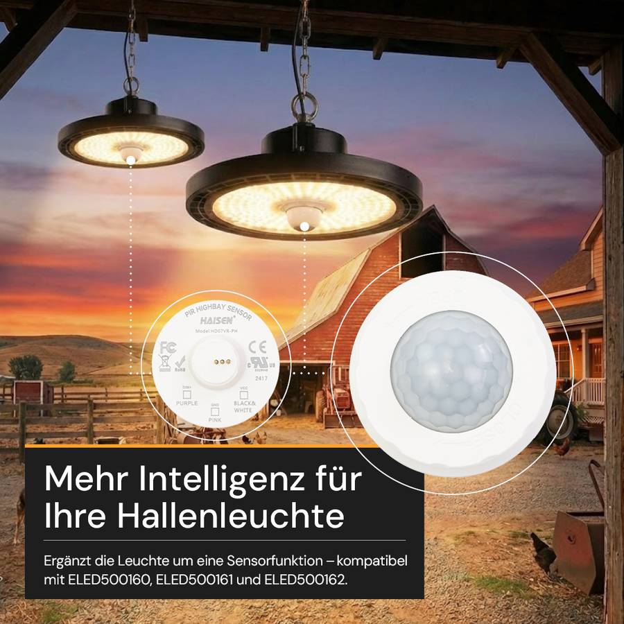 ENOVALITE Bewegungsmelder Für Mikrowellen Sensor IP65 Weiß Zubehör Hallenstrahler Weiß-2