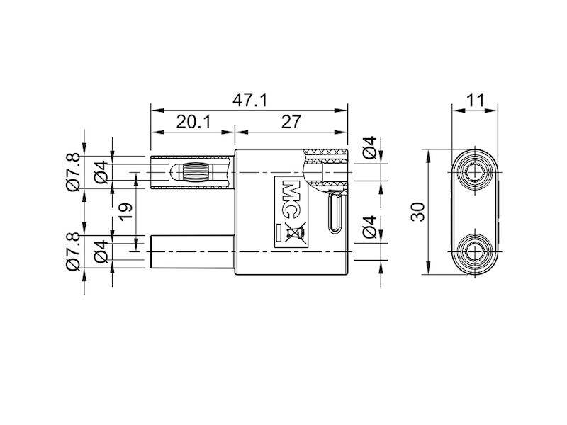 Stäubli SKS2-4N-19 Verbindungsstecker Schwarz Stift-Ø: 4 mm Stiftabstand: 19 mm 1 St.-3