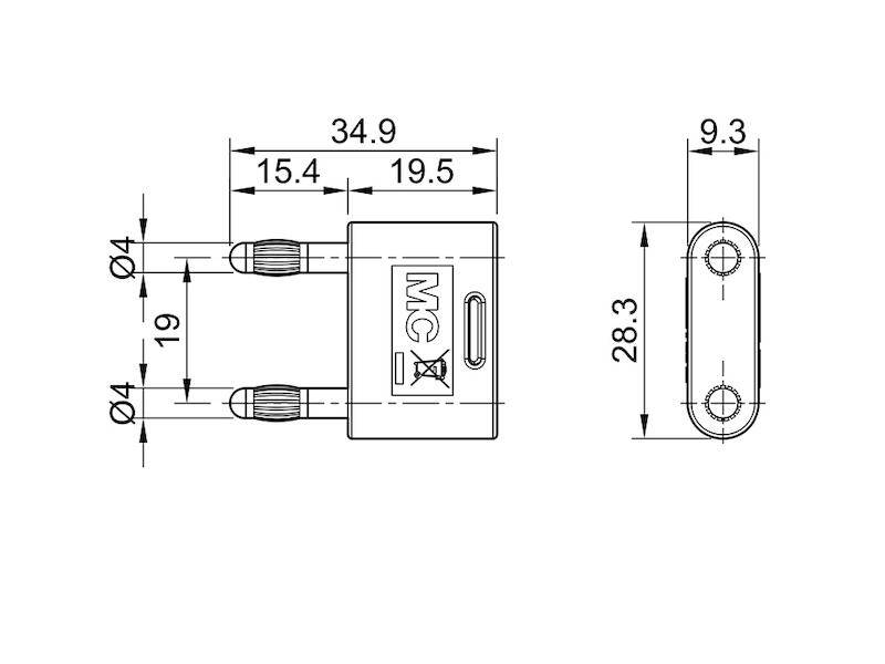 Stäubli KS-4N-19 Verbindungsstecker Grau Stift-Ø: 4 mm Stiftabstand: 19 mm 1 St.-3