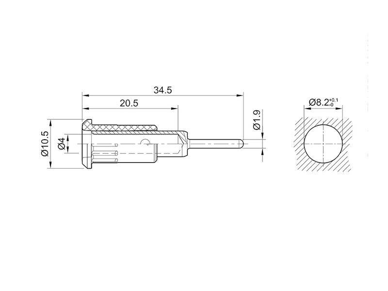 Stäubli EB4-IR/N Einpressbuchse 4 mm vernickelt Anschlusspin gelb-1
