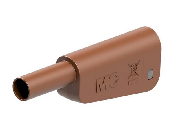 Stäubli SLQ-4N-39 Sicherheits-Einzelstecker komplett 4 mm stapelbar vernickelt Lötanschluss braun