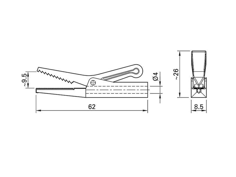 Stäubli Messing 12mm Krokodilklemme, Schwarz isoliert, 10A-1