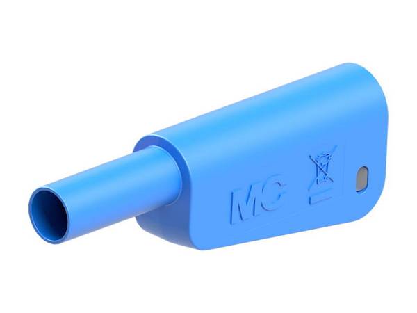 Stäubli SLQ-4N-39 Sicherheits-Einzelstecker komplett 4 mm stapelbar vernickelt Lötanschluss blau