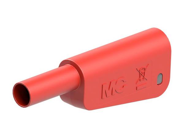 Stäubli SLQ-4N-39 Sicherheits-Einzelstecker komplett 4 mm stapelbar vernickelt Lötanschluss rot