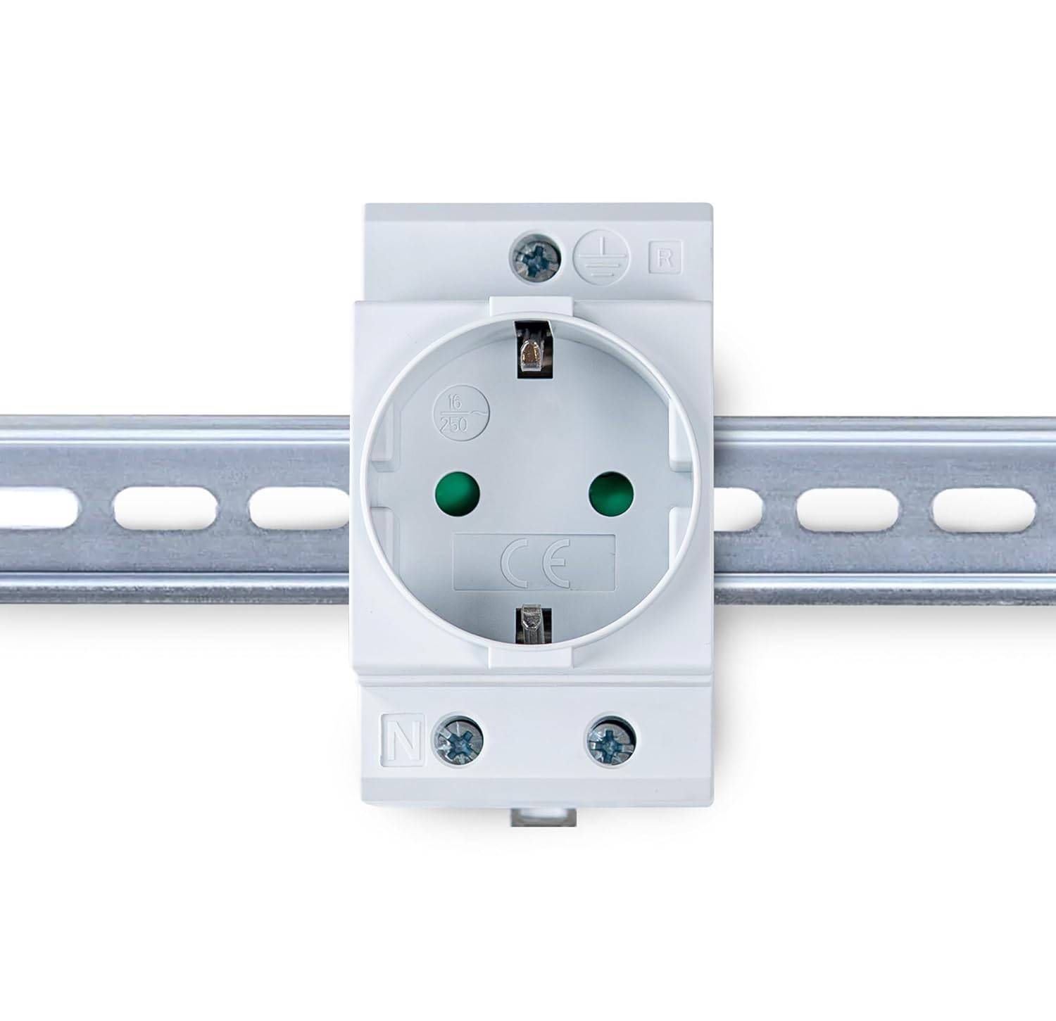 B+G E-Tech GS16 - Schuko- Einbausteckdose für DIN Hutschiene (GRAU) farbige Serie-0