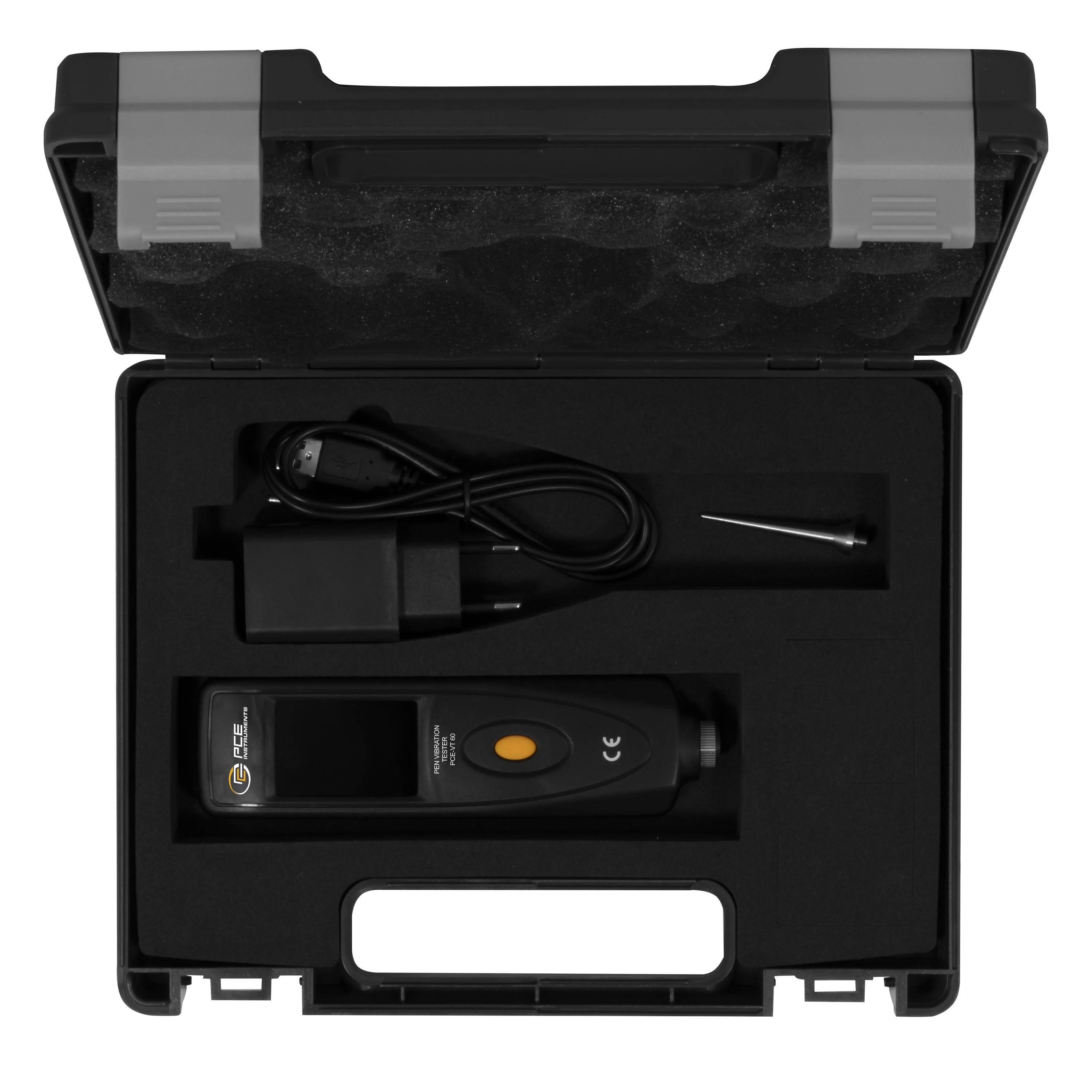 PCE Instruments Vibrationstester PCE-VT 60 |Beschleunigung: 0,1…300 m/s² |Geschwindigkeit: 0,1…300 mm/s |Weg: 0,001…3 mm-4