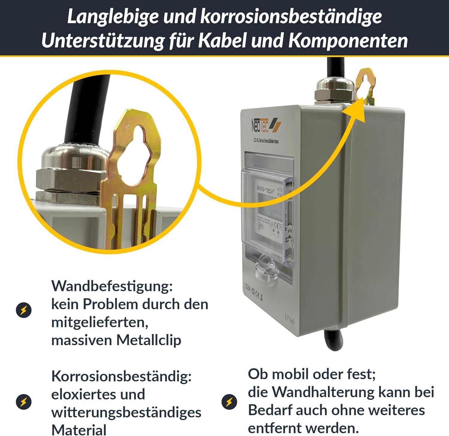 B+G E-Tech CEE 32A 400V Zwischenzählerbox Stecker 63mm Ø (Drehstromzähler FLDS100DR) mobil 100A digital-3