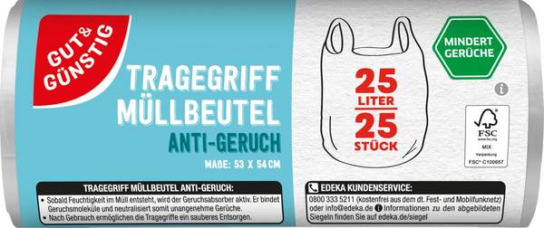 GUT&GÜNSTIG Müllbeutel 25,0 l transparent 4790959001