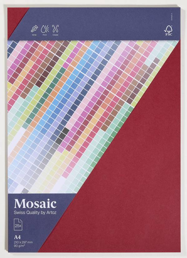 Artoz Papier Briefpapier Mosaic weinrot DIN A4 90 g/qm 25 Blatt - 90 g/m² - A4 -