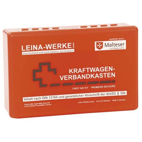 KFZ-Verbandkasten DIN13164:2022 Standard rot LEINA-WERKE 10005