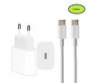 USB-C Ladeadapter 25W Power Delivery (PD) + 2m USB-C Kabel Weiß für Google Pixel