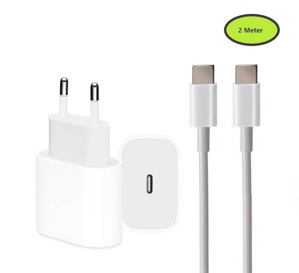 USB-C Ladeset 20W – Ladekabel 2m + Power Delivery Adapter