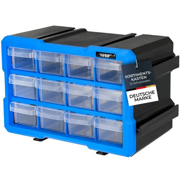 HMF Sortierbox für Kleinteile mit Schubladen, Sortimentskasten für Schrauben und Werkzeug, 24 Fächer, 29,5 x 19,5 x 16cm