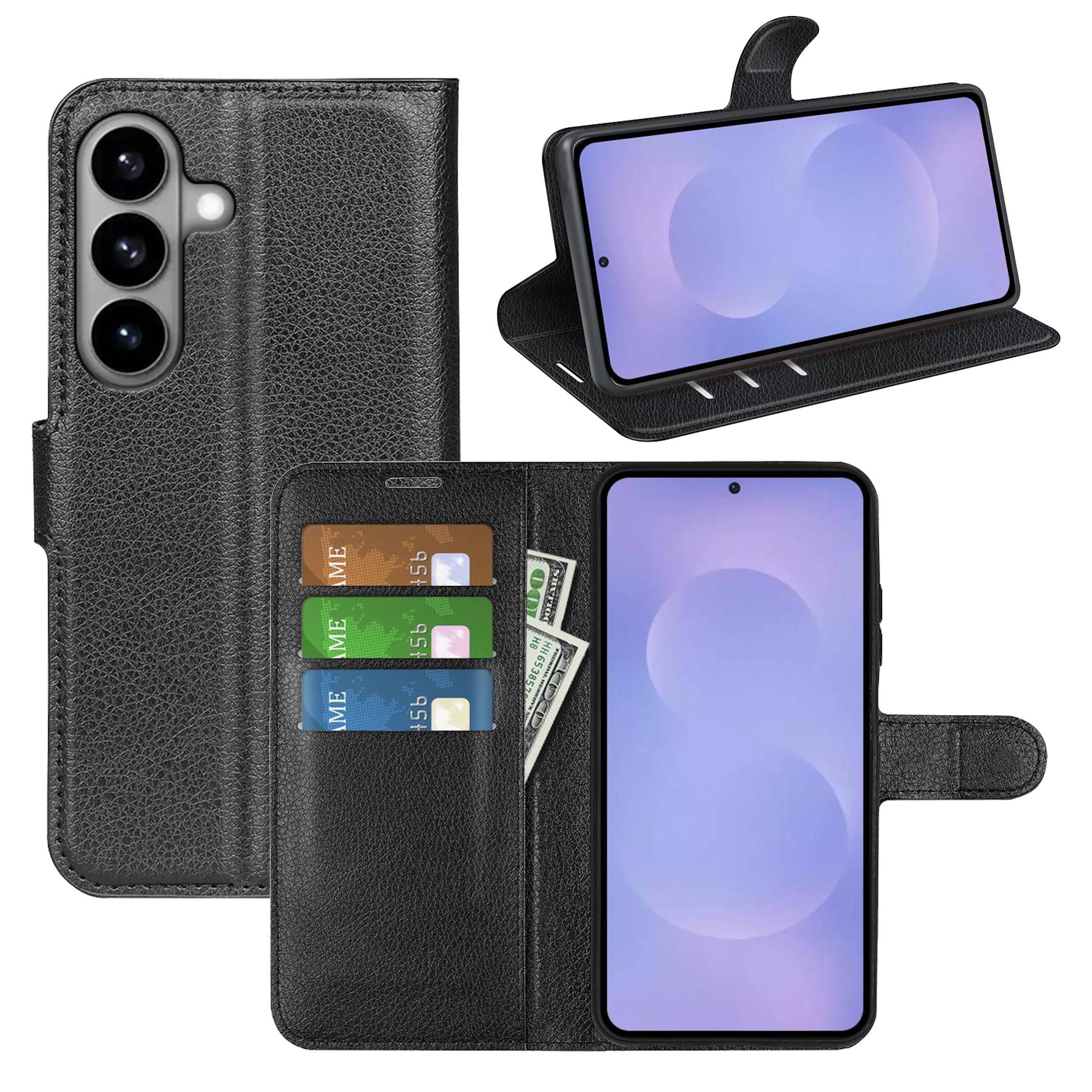 Handy Hülle + Schutzglas für Samsung Galaxy S26 Klapphülle 9H Kunstleder Flip-3