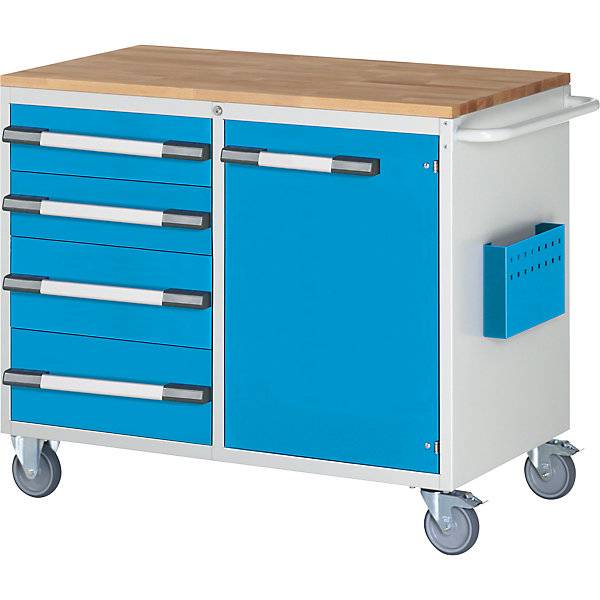 Kompaktwerkbank fahrbar 4 Schubladen 1 Tür HxB 975 x 1145 mm. 86420449 864204 49-0