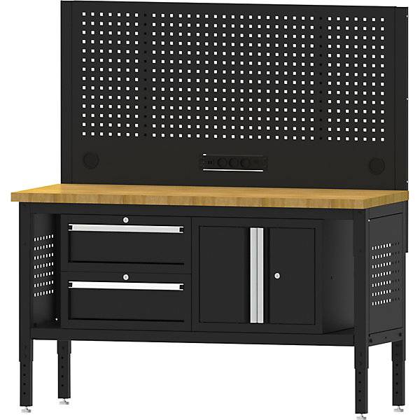 Werkbank BLACKLINE mit 2 Schubladen Flügeltürschrank Plattenbreite 1524 mm. Simon Evers & CO. GmbH 84577849-1