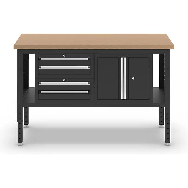 Werkbank BLACKLINE mit 4 Schubladen Flügeltürschrank Plattenbreite 1524 mm. Simon Evers & CO. GmbH 84577749-4