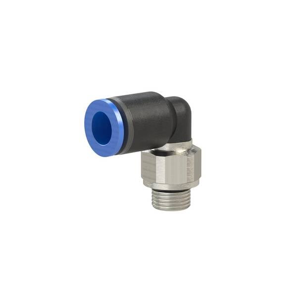 RIEGLER L-Steckverschraubung »Blaue Serie«, drehbar, G 1/8 a., für Schlauch-Außen-Ø 6 mm, pmax kurzzeitig 15 bar, KS/MS