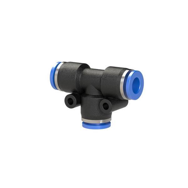 RIEGLER T-Steckverbindung »Blaue Serie«, für Schlauch-Außen-Ø 14 mm, pmax kurzzeitig 15 bar, Kunststoff/Messing vernicke