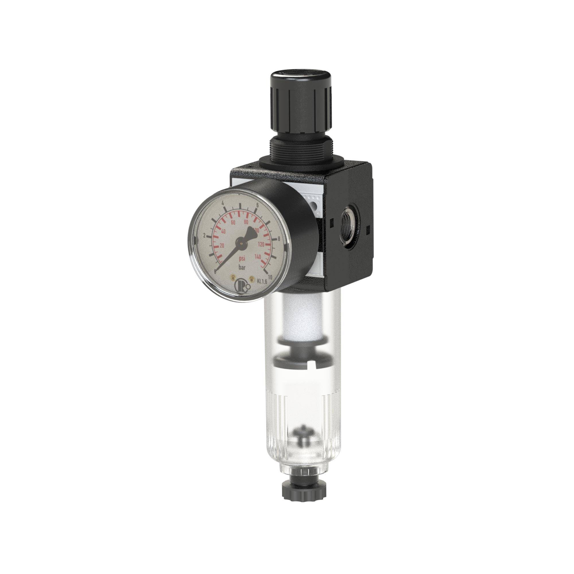 RIEGLER Filterregler »multifix« mit PC-Behälter und Mano., 5 µm, BG 3, G 3/4, PE max. 16 bar, Regelbereich 0,5 - 16 bar,-0