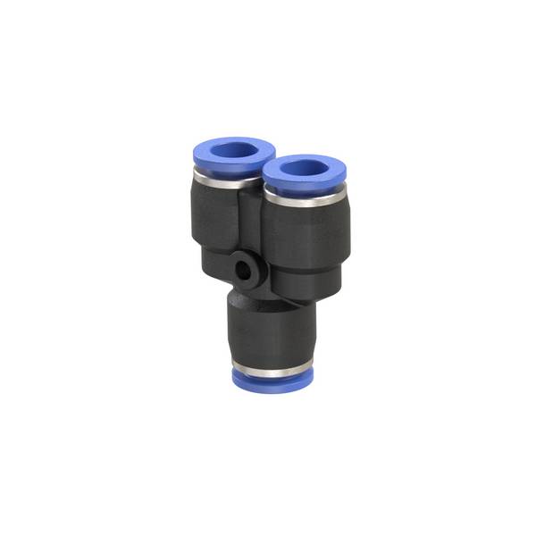 RIEGLER Y-Steckverbindung »Blaue Serie«, für Schlauch-Außen-Ø 12 mm, pmax kurzzeitig 15 bar, Kunststoff/Messing vernicke