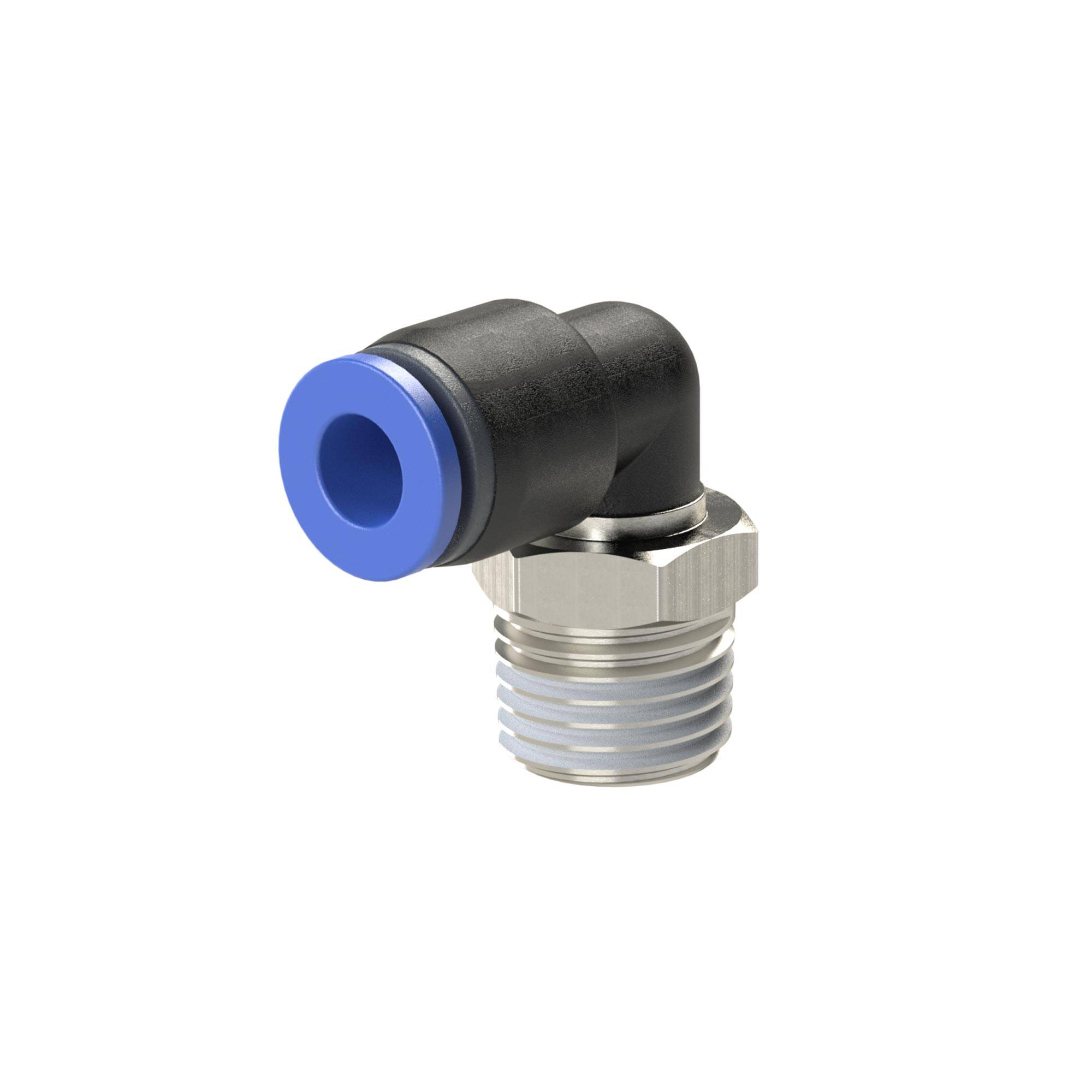 RIEGLER L-Steckverschraubung »Blaue Serie«, drehbar, R 1/4 a., für Schlauch-Außen-Ø 6 mm, pmax kurzzeitig 15 bar, KS/MS-0